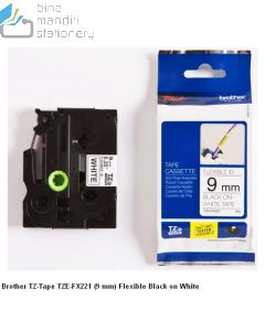 e-catalogue gambar atk Brother TZE-FX221 Flexible Black on White 9mm P-touch Tape