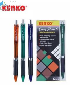 Brosur gambar perlengkapan sekolah Kenko 6 Ballpen Easy Flow Bollpoint Pulpen Pena Tulis